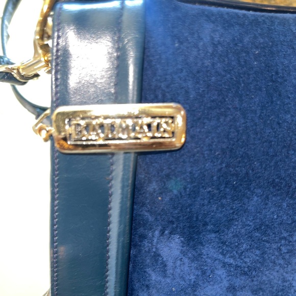 PIERRE BALMAIN VINTAGE Blue Suede Crossbody Bag. EUC - Picture 5 of 9